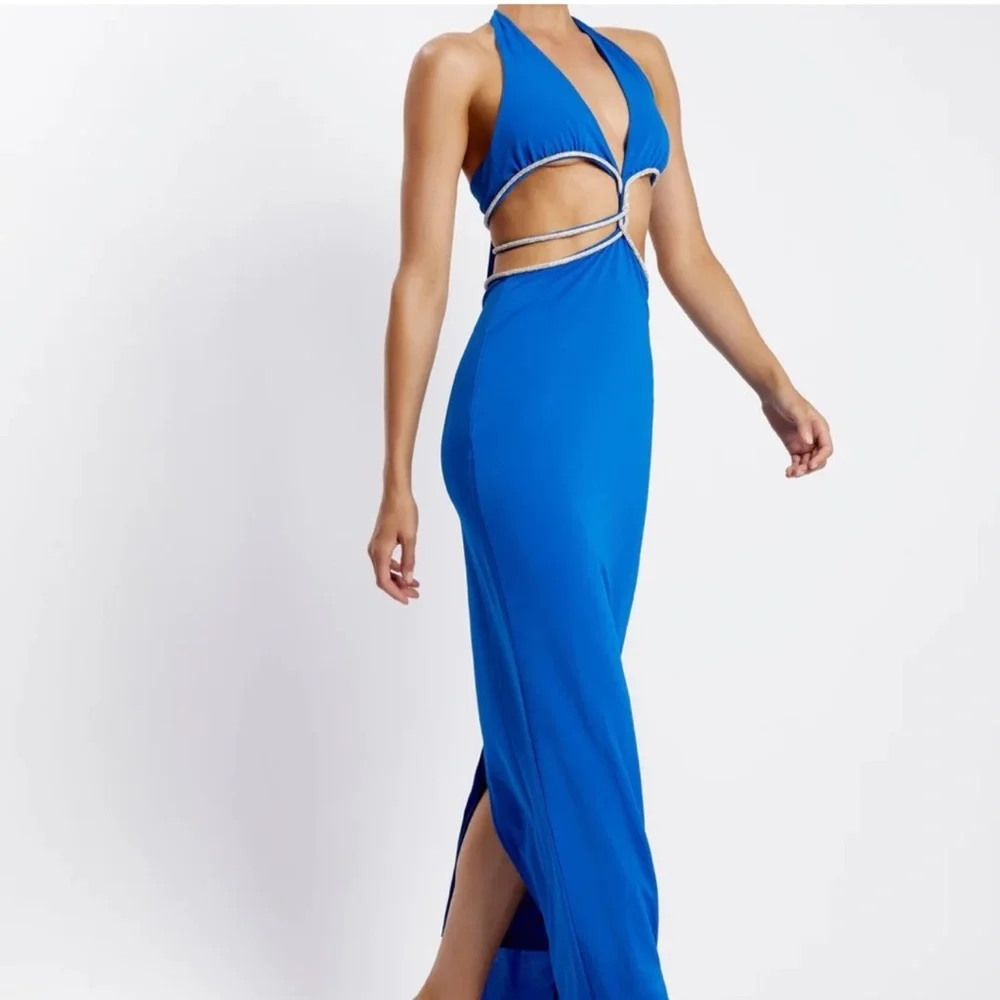 NWT Brand New Meshki NICHA Diamante Cut Out Midi Dress - Picture 5 of 16